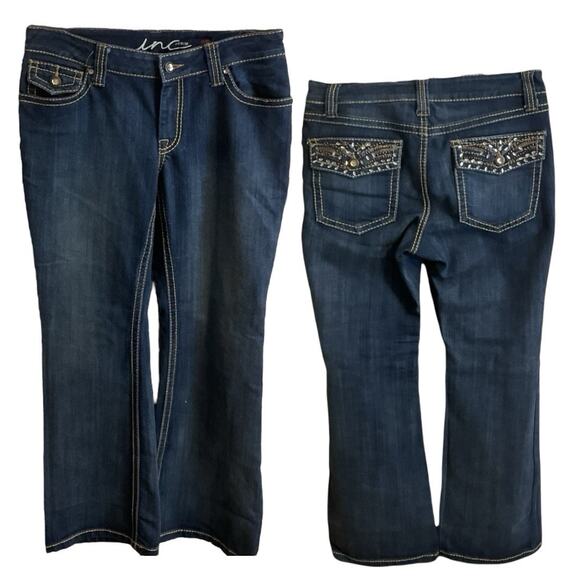 INC DENIM Women's Bootcut Jeans Blue 5-Pocket Design Comfort Size 6P Embellished - Picture 2 of 12